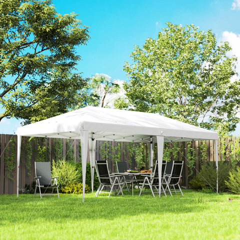 Tenda Dobrável 6x3 Tenda de Jardim Portátil com Bolsa de Transporte Tecido Oxford Estrutura de Aço para Exterior Festas Acampamento Branco