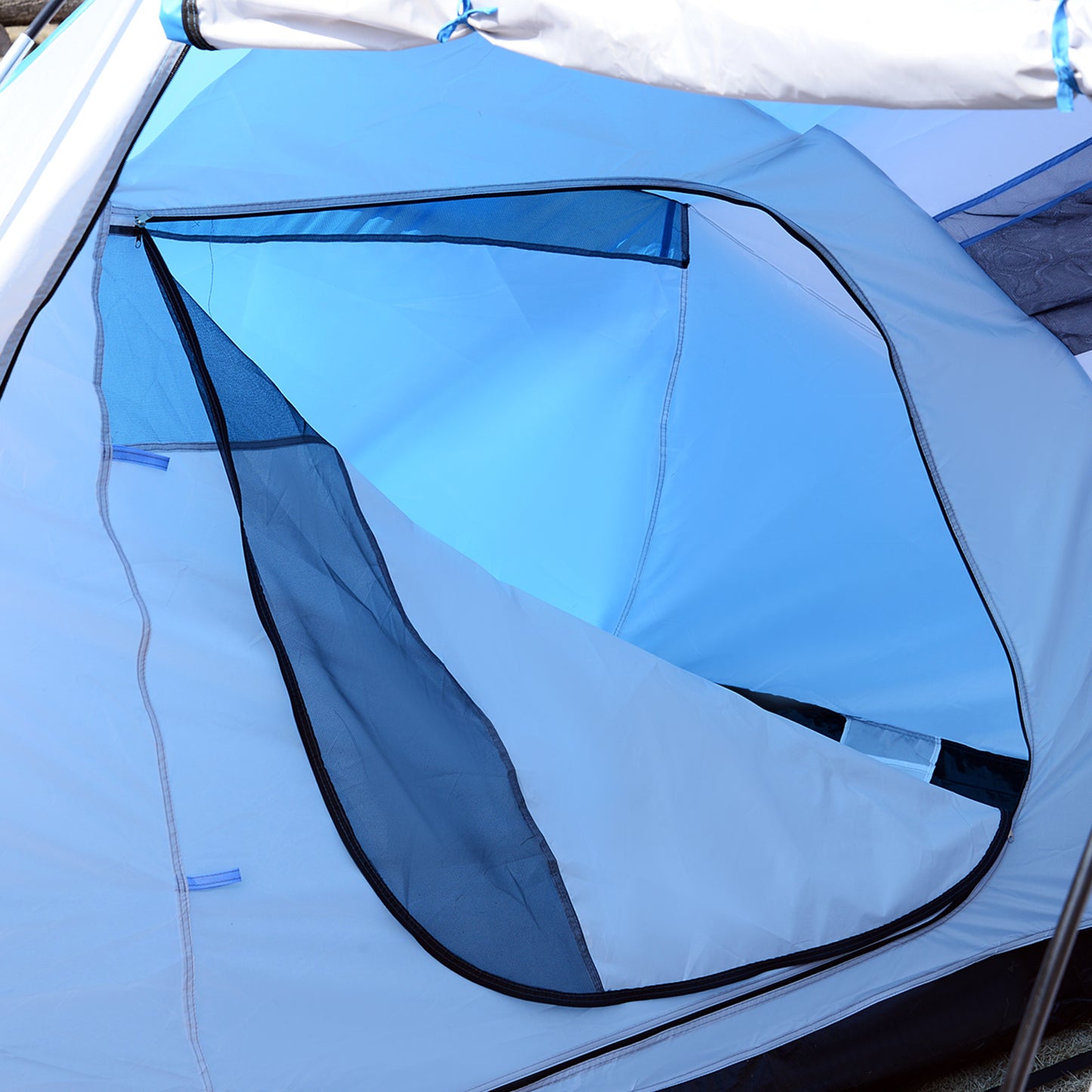 Tenda de Campismo Familiar para 4-6 Pessoas Tenda de Campismo Dobrável com Bolsa de Transporte Impermeável para Praia Parque 430x240x170 cm Azul e Branco