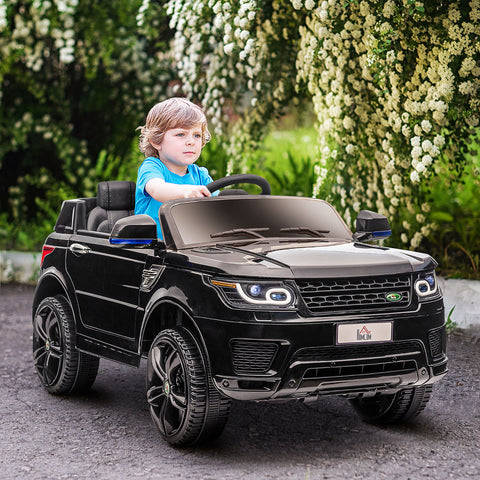 Carro Elétrico SUV para Crianças de 3-6 Anos Carro de Bateria 12V com 2 Motores Controlo Remoto Faróis Buzina Bluetooth Música USB e Abertura de Porta 3-5km/h 110x68x52cm Preto
