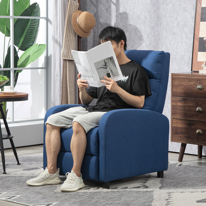 Poltrona Relax Reclinável até 155° Poltrona Reclinável Manual Estofado em Tecido Carga Máxima 150 kg para Pessoas com Altura Inferior 195 cm 67x87x98 cm Azul Escuro