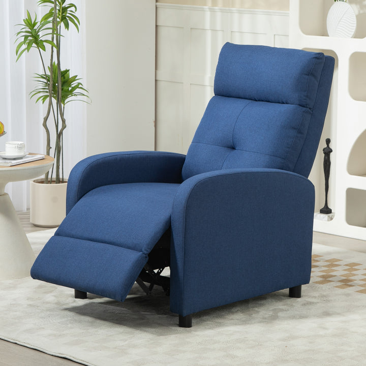 Poltrona Relax Reclinável até 155° Poltrona Reclinável Manual Estofado em Tecido Carga Máxima 150 kg para Pessoas com Altura Inferior 195 cm 67x87x98 cm Azul Escuro