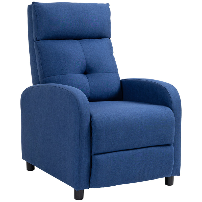 Poltrona Relax Reclinável até 155° Poltrona Reclinável Manual Estofado em Tecido Carga Máxima 150 kg para Pessoas com Altura Inferior 195 cm 67x87x98 cm Azul Escuro