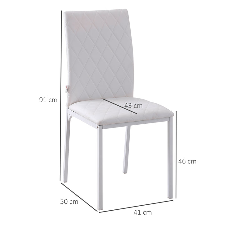 Conjunto de 4 Cadeiras de Sala de Jantar Estofadas com Pés de Metal Cadeiras Modernas para Cozinha Carga Máxima 41x50x91cm Branco