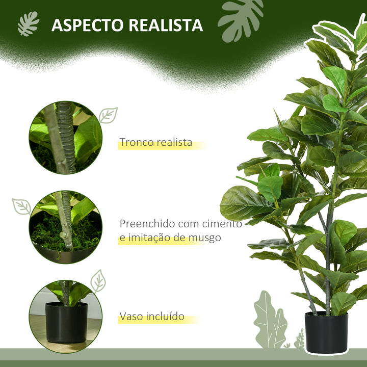 Conjunto de 2 Plantas Artificiais Ficus 110 cm Plantas Artificiais com 90 Folhas Musgo e Vaso Planta Artificial Decorativa para Interior e Exterior Casa Sala de Estar Verde