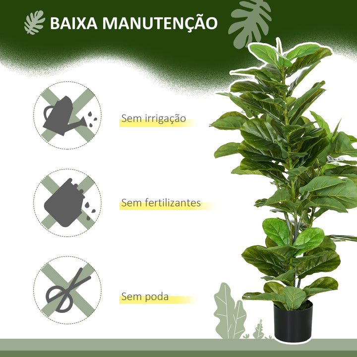 Conjunto de 2 Plantas Artificiais Ficus 110 cm Plantas Artificiais com 90 Folhas Musgo e Vaso Planta Artificial Decorativa para Interior e Exterior Casa Sala de Estar Verde