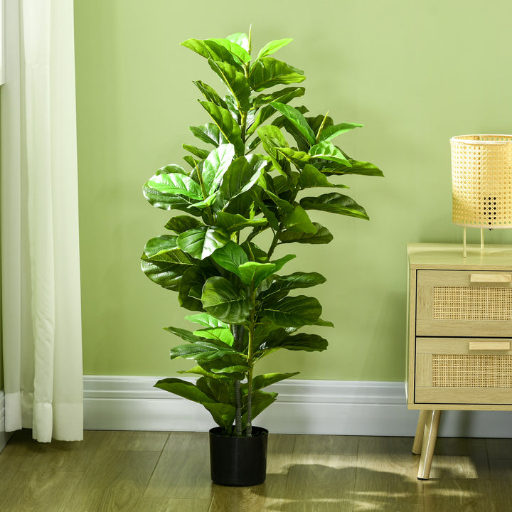 Conjunto de 2 Plantas Artificiais Ficus 110 cm Plantas Artificiais com 90 Folhas Musgo e Vaso Planta Artificial Decorativa para Interior e Exterior Casa Sala de Estar Verde