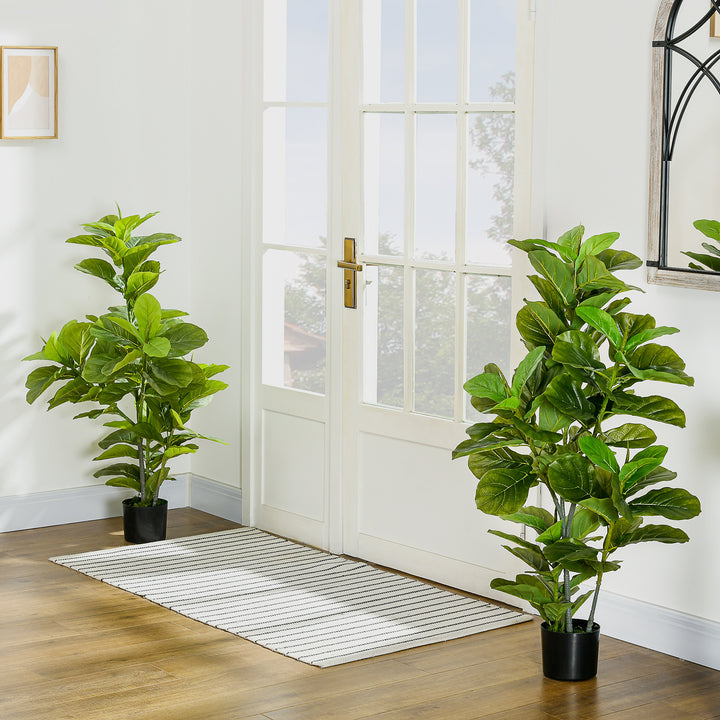 Conjunto de 2 Plantas Artificiais Ficus 110 cm Plantas Artificiais com 90 Folhas Musgo e Vaso Planta Artificial Decorativa para Interior e Exterior Casa Sala de Estar Verde