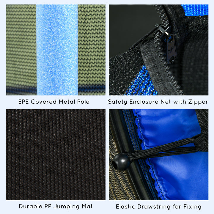 Trampolim para Crianças acima de 3 Anos Cama Elástica Infantil com Rede de Segurança e Estrutura de Aço para Interiores e Exteriores Carga 50 kg Ø163x190 cm Azul