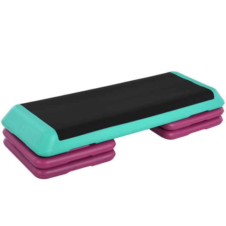 Step para Fitness Antiderrapante Altura Regulável 3 Níveis de 10/15/20 cm Carga 150 kg para Exercício em Casa Ginásio 110x40x20 cm Multicolor