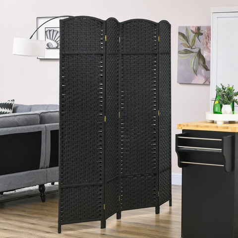 Biombo de 4 Painéis Separador de Ambientes Dobrável 160x170 cm Biombo Separador de Ambientes para Sala de Estar Dormitório Escritório Preto