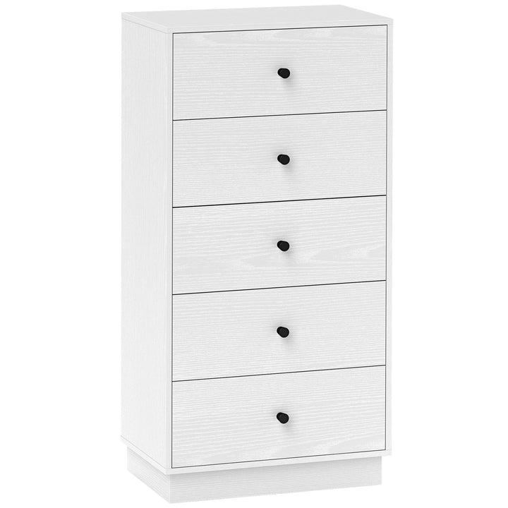 Cómoda com 5 Gavetas Cómoda de Quarto Estreita com Anti-Tombo Gaveteiro Alto para Sala de Estar Corredor 47x29x95 cm Branco