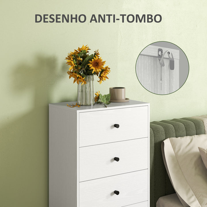 Cómoda com 5 Gavetas Cómoda de Quarto Estreita com Anti-Tombo Gaveteiro Alto para Sala de Estar Corredor 47x29x95 cm Branco