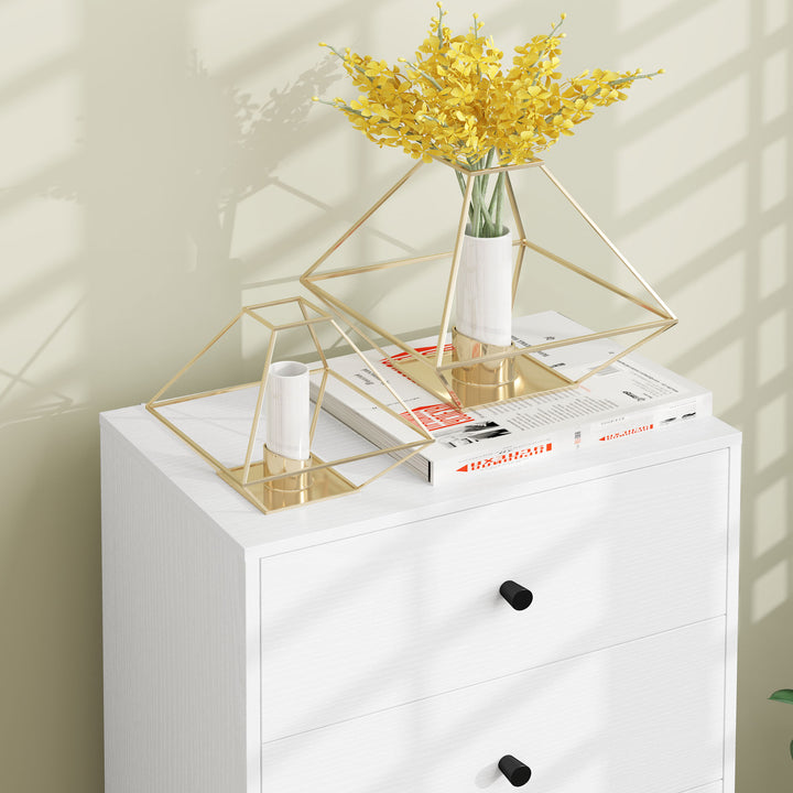 Cómoda com 5 Gavetas Cómoda de Quarto Estreita com Anti-Tombo Gaveteiro Alto para Sala de Estar Corredor 47x29x95 cm Branco