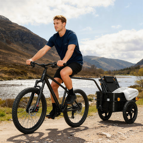 Reboque de Bicicleta para Carga 40 kg Carrinho de Mão com Cobertura de Tecido Oxford Impermeável, Refletores Estrutura de Aço e Alças para Transporte de Bagagem 144x59x80 cm Vermelho e Preto