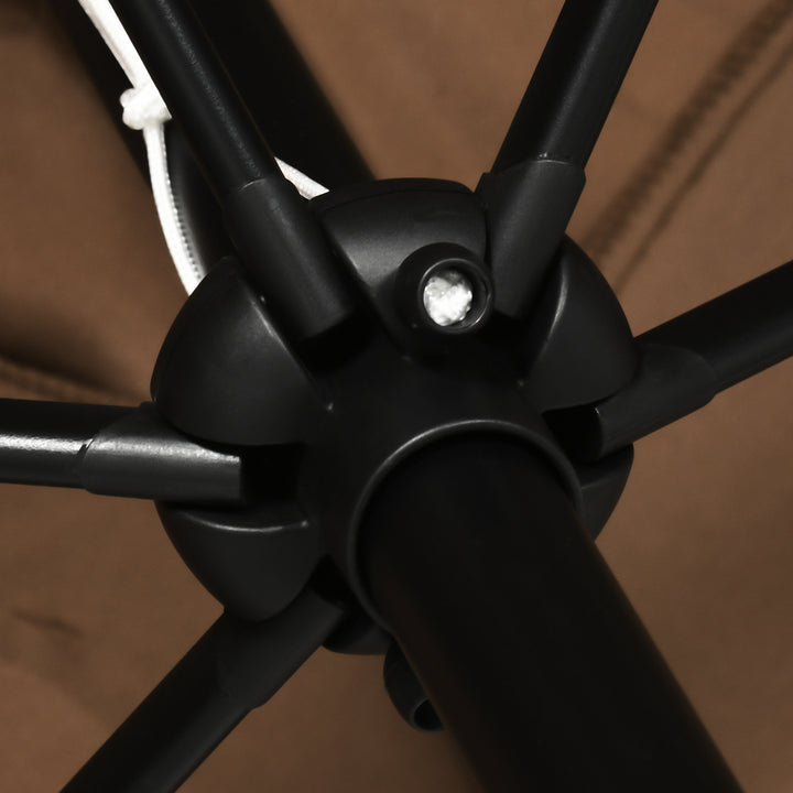 Chapéu de Sol de Alumínio 202x293x255 cm Chapéu de Sol Retangular de Jardim Inclinável com Manivela e Mastro Desmontável para Terraço Piscina Pátio Exterior Marrom