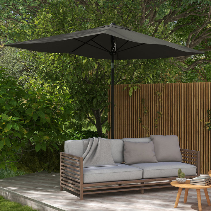 Chapéu de Sol de Jardim 300x200x248 cm Proteção UV50+ Chapéu de Sol de Alumínio Inclinável com Teto de Ventilação e Manivela para Terraço Varanda Exterior Cinza Escuro
