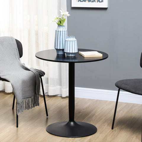 Mesa de Cozinha Redonda Mesa de Jantar Moderna para 2 Pessoas com Base de Aço e Almofadas Antiderrapantes Ø80x75 cm Preto
