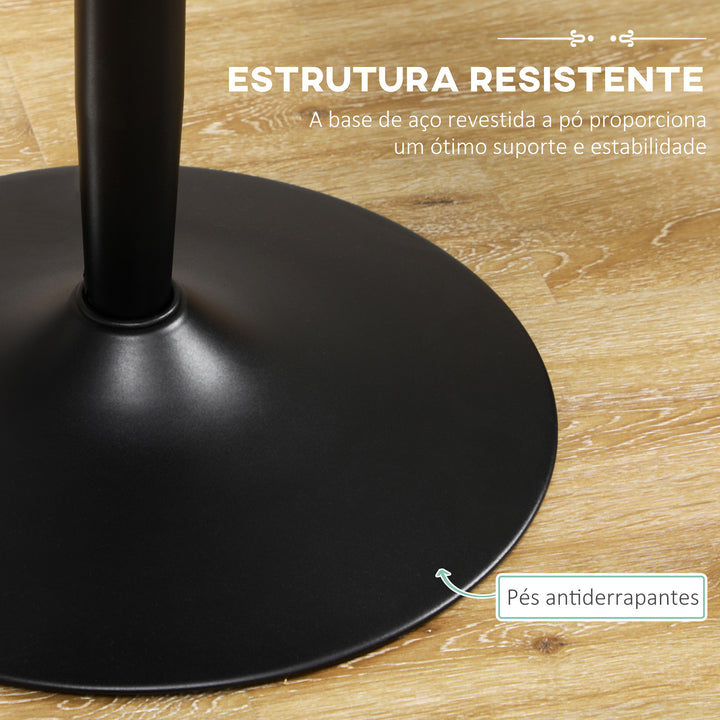 Mesa de Cozinha Redonda Mesa de Jantar Moderna para 2 Pessoas com Base de Aço e Almofadas Antiderrapantes Ø80x75 cm Preto