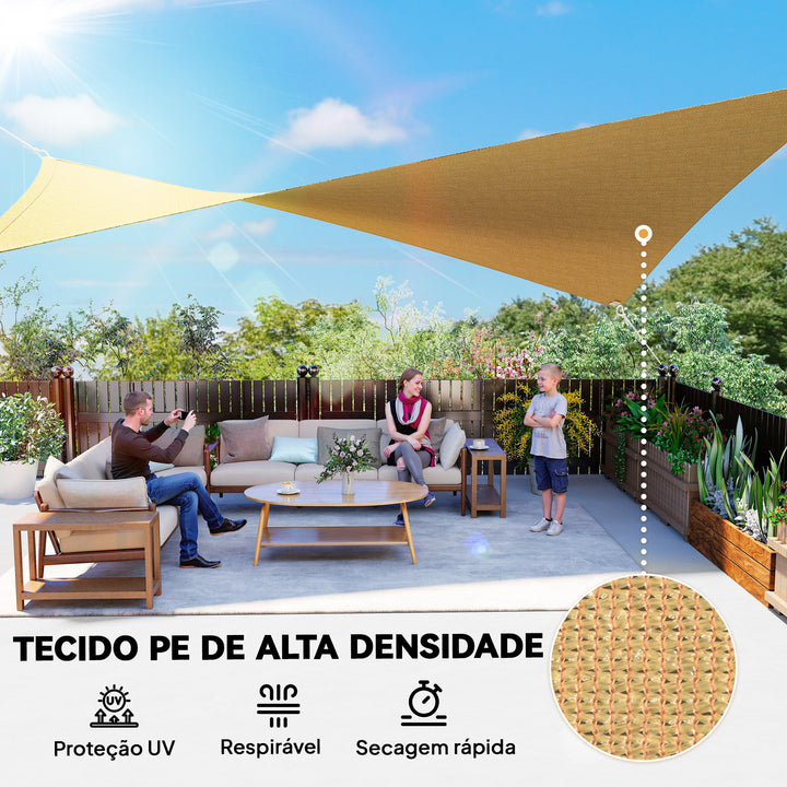 Toldo Vela quadrado 4x6m proteção UV Poliéster resistente a água para Patio Terraço Jardím cor areia