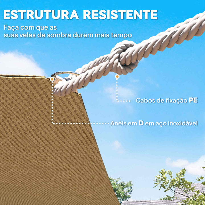 Toldo Vela quadrado 4x6m proteção UV Poliéster resistente a água para Patio Terraço Jardím cor areia