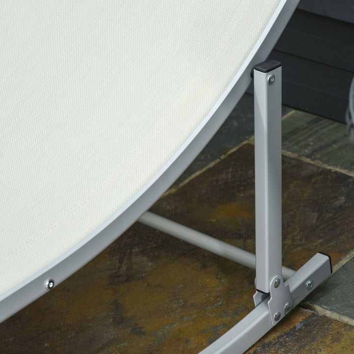 2 espreguiçadeiras ergonômicas dobráveis ??em forma de S com estrutura de alumínio Textilene para jardim e varanda 165x61x63 cm Bege