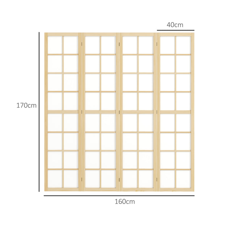 Biombo Dobrável de 4 Painéis Ecrã de Privacidade Separador de Ambientes de Interior para Sala de Estar Dormitório e Escritório 160x170 cm Madeira e Branco