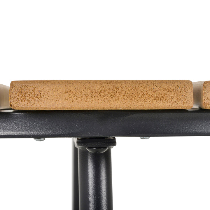 Mesa Auxiliar Redonda Mesa de Jardim com Desenho em Ripas e Pés Ajustáveis Mesa para Exterior Varanda Pátio Ø49x48 cm Madeira e Preto