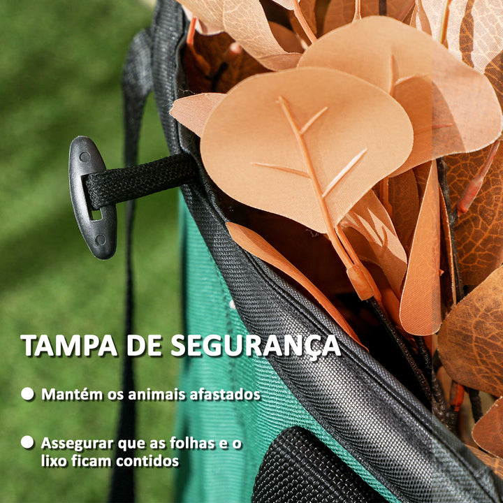 Conjunto de 4 Sacos para Resíduos de Jardim 86L Sacos para Resíduos Resistentes com Pegas Tampa com Fecho e Desenho Pop-Up Dobráveis e Reutilizáveis Ø47x50 cm Verde