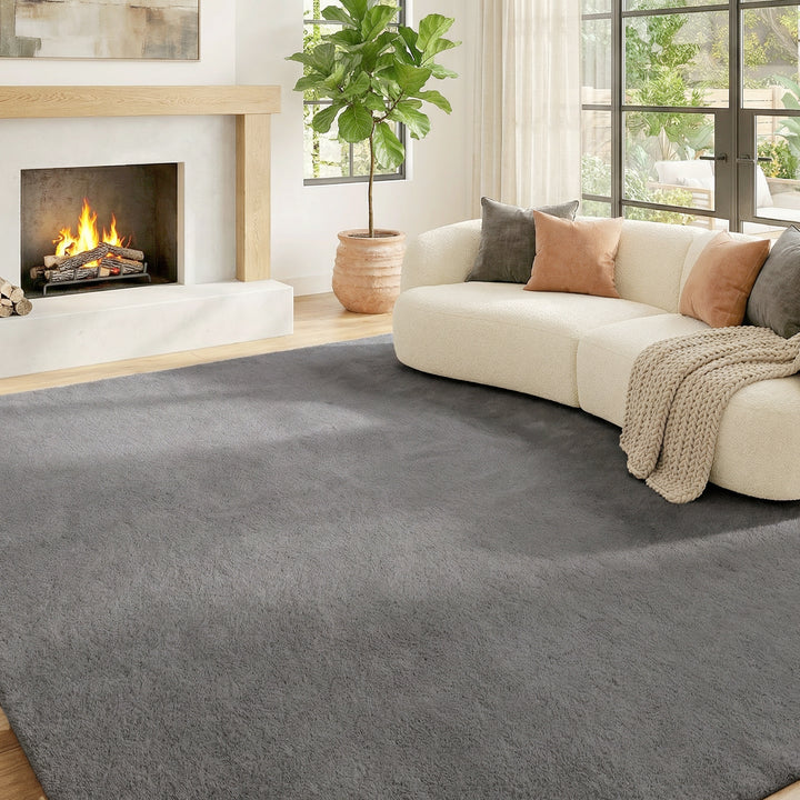 Tapete para Sala de Estar 120x160 cm Tapete Lavável à Máquina Pelo Longo Macio Estilo Moderno Tapete para Sala de Estar Quarto Sala de Jantar Cinza