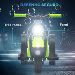 Mota Elétrica para Crianças Acima de 2 Anos Mota a Bateria para Crianças 6V com Função de Fazer Bolhas Farol Música Motocicleta para Crianças com Velocidade 3km/h Carga 30 kg Verde