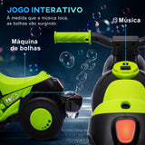 Mota Elétrica para Crianças Acima de 2 Anos Mota a Bateria para Crianças 6V com Função de Fazer Bolhas Farol Música Motocicleta para Crianças com Velocidade 3km/h Carga 30 kg Verde