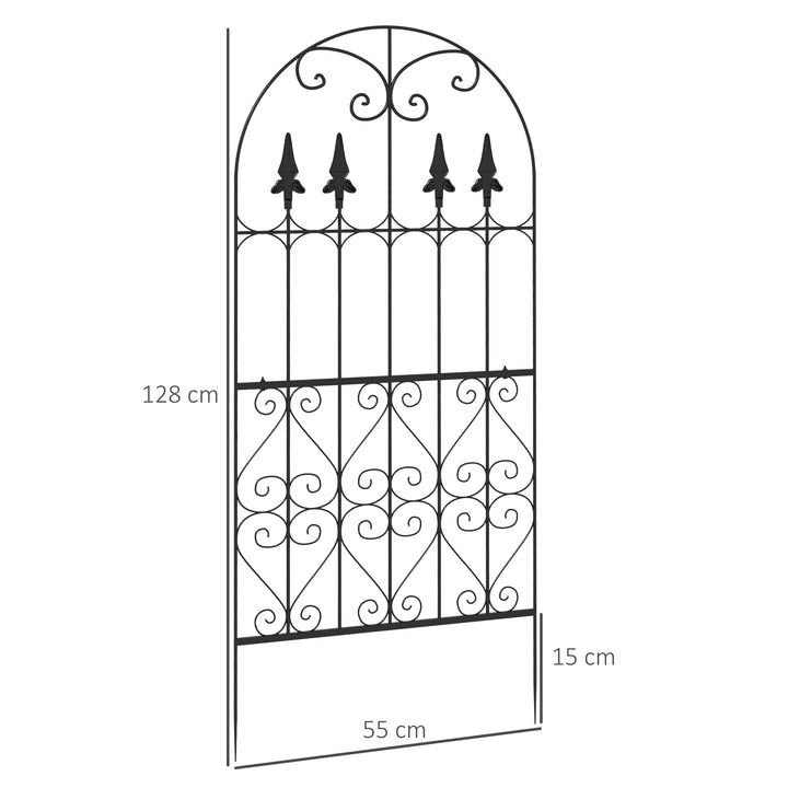Conjunto de 2 Treliças de Jardim Suportes para Trepadeiras com Estrutura de Aço para Plantas Trepadeiras e Decoração Pátio Terraço 55x128 cm Preto