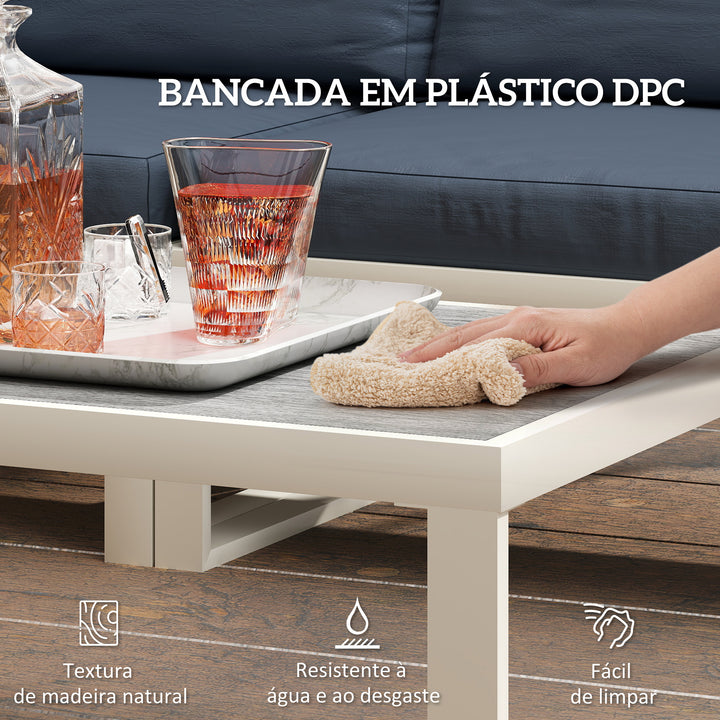 Conjunto de Jardim de 4 Peças Móveis de Exterior em Forma de L com 2 Sofás de 2 Lugares Sofá de Canto com Assento Ajustável e Mesa de Centro de DPC com Almofadas Bege e Cinza