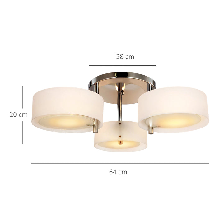 Candeeiro de Teto Moderno Candeeiro Suspenso com Ecrã em Acrílico e Suporte para Lâmpada E27 Candeeiro para Sala de Estar Dormitório Sala de Jantar Ø64x20 cm Branco