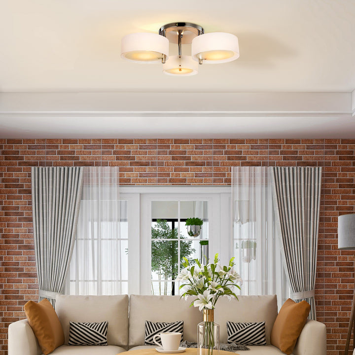 Candeeiro de Teto Moderno Candeeiro Suspenso com Ecrã em Acrílico e Suporte para Lâmpada E27 Candeeiro para Sala de Estar Dormitório Sala de Jantar Ø64x20 cm Branco