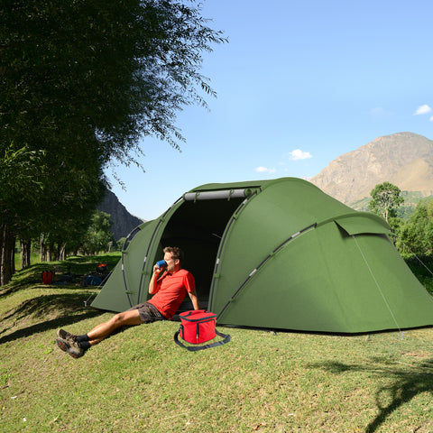 Tenda de Campismo Familiar para 4-6 Pessoas Tenda de Campismo Dobrável com Bolsa de Transporte Impermeável para Praia Parque 430x240x170 cm Verde