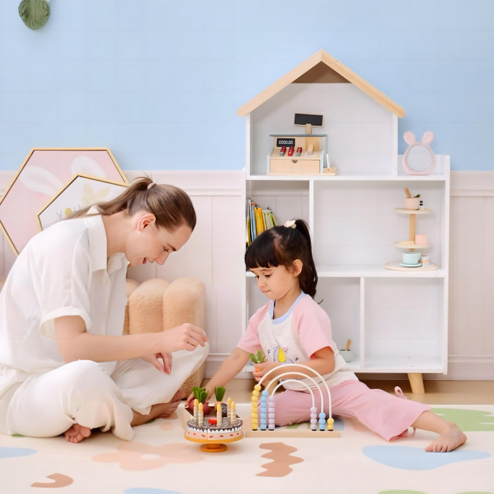 Estante para Crianças Organizador Infantil de 3 Níveis para Brinquedos Carga Máxima 50 kg para Sala de Jogos Dormitório Escola Infantil 65x25x108,5 cm Branco