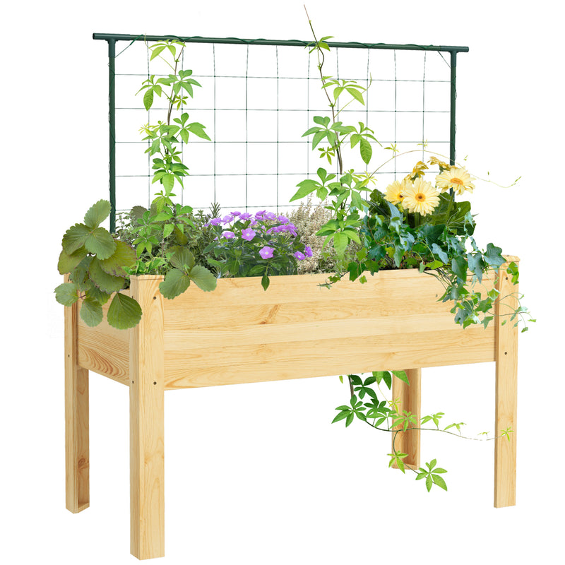 Horta Vertical Elevada com Treliça Mesa de Cultivo Horta Elevada para Plantas Trepadeiras Flores Carga Máxima 300 kg 120x60x75 cm Madeira