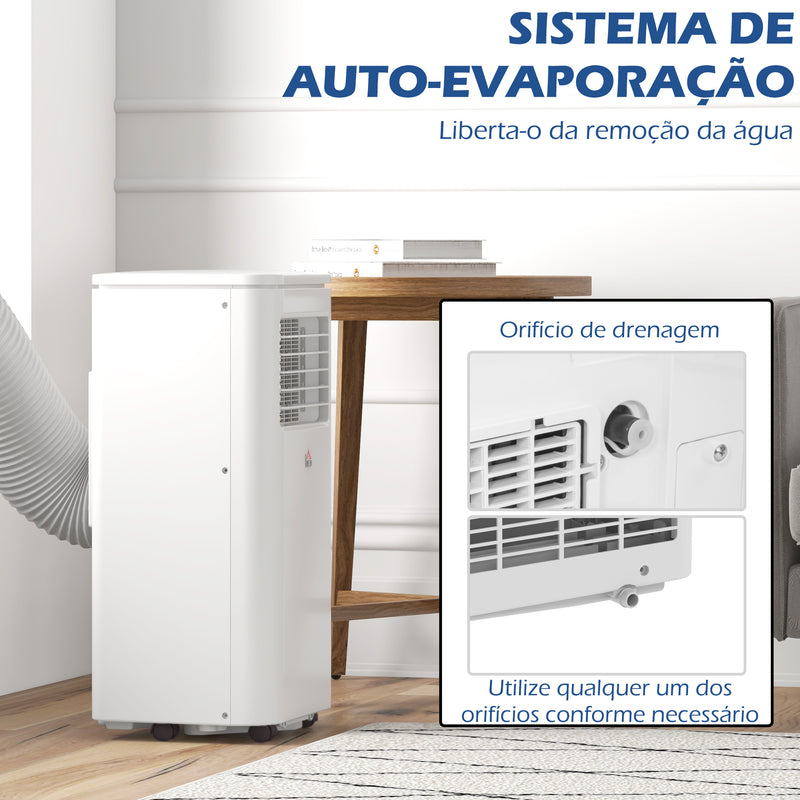 Ar Condicionado Portátil 9000 BTU 960 W com Ecrã LED Controlo Remoto Temporizador para 12-20 m² 30x34x69,4 cm Branco