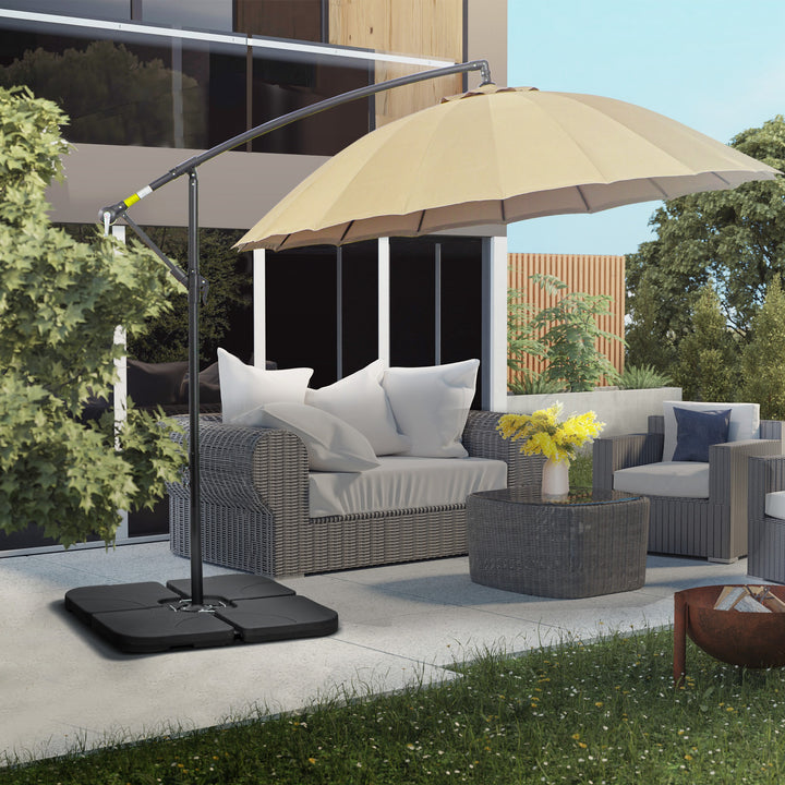 Conjunto de Pesos para Base de Chapéu de Sol de 4 Peças Base para Chapéu de Sol Quadrada Preenchível com 15 Litros de Água ou 19,5 kg de Areia para Base Cruzada Preto