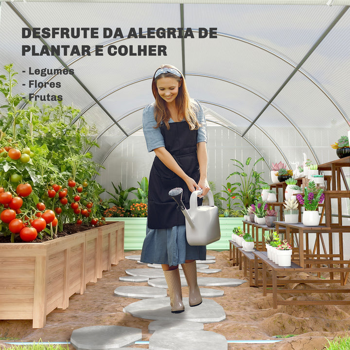 Estufa de jardim Tipo de túnel com 8 janelas e tampa de polietileno 600x300x200 cm Branco