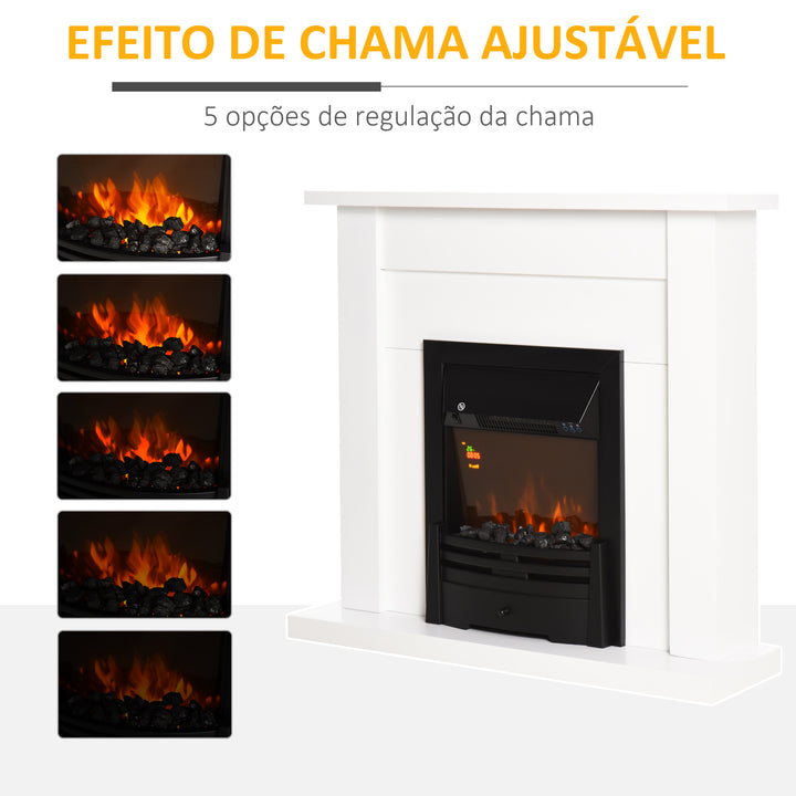 Lareira elétrica com temporizador Termostato Luz de 5 níveis 1000W / 2000W 102x30x95 Branco