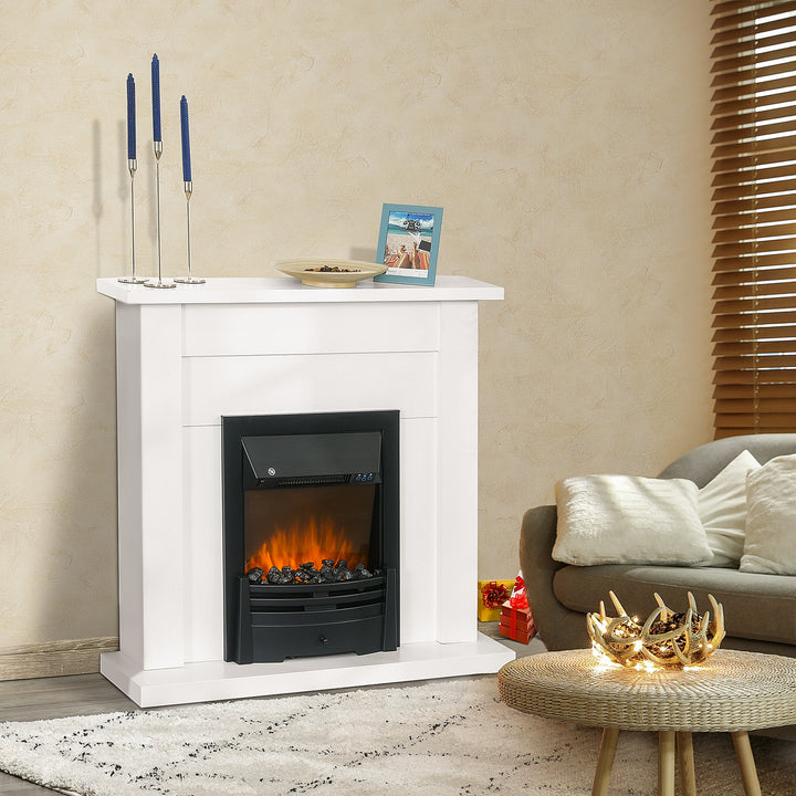 Lareira elétrica com temporizador Termostato Luz de 5 níveis 1000W / 2000W 102x30x95 Branco
