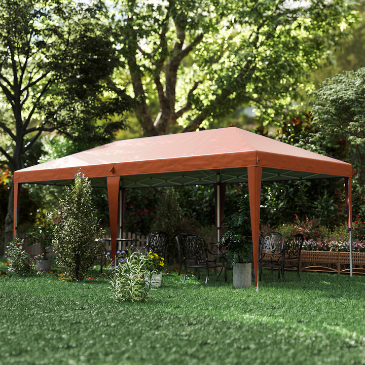 Tenda Dobrável Gazebo 6x3 m Pop-up, Toldo com Altura Ajustável em 3 Níveis, Proteção UV e Saco de Transporte para Campismo e Festas Castanho