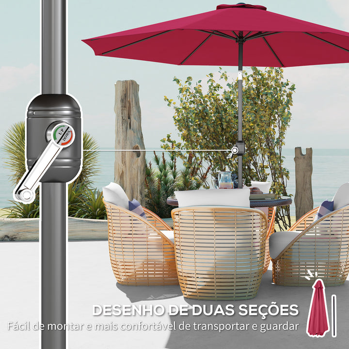 Guarda-sol reclinável para jardim e terraço - Cor do vinho tinto - Ferro - F300x245 cm