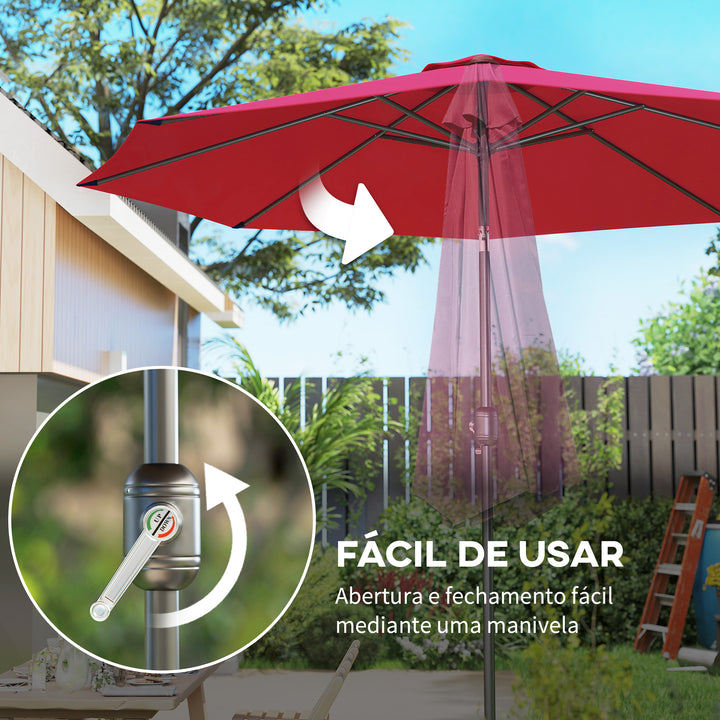Guarda-sol reclinável para jardim e terraço - Cor do vinho tinto - Ferro - F300x245 cm