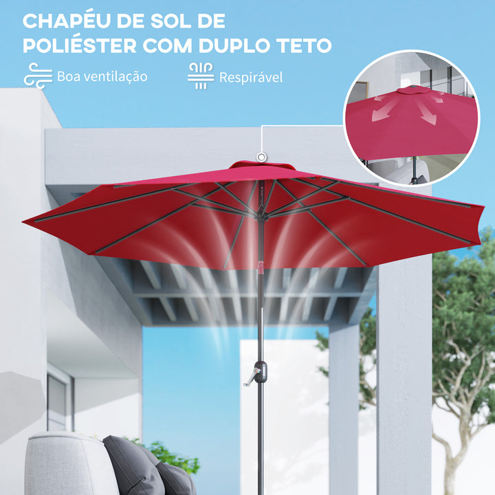 Guarda-sol reclinável para jardim e terraço - Cor do vinho tinto - Ferro - F300x245 cm