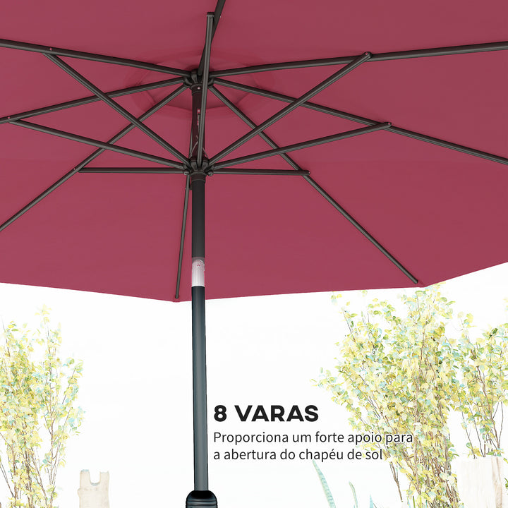 Guarda-sol reclinável para jardim e terraço - Cor do vinho tinto - Ferro - F300x245 cm