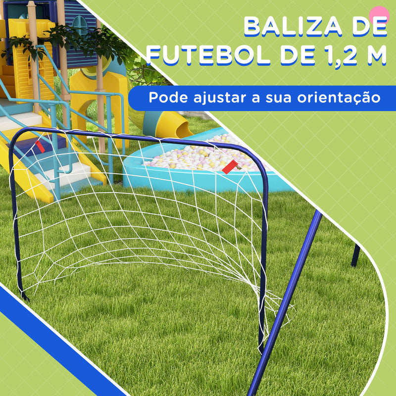 Baloiço Infantil 3 em 1 Baloiço para Crianças de 3-8 Anos com Tabela de Basquetebol e Baliza de Futebol Desmontável e Estrutura de Aço Carga Máxima 45 kg para Exterior Multicor