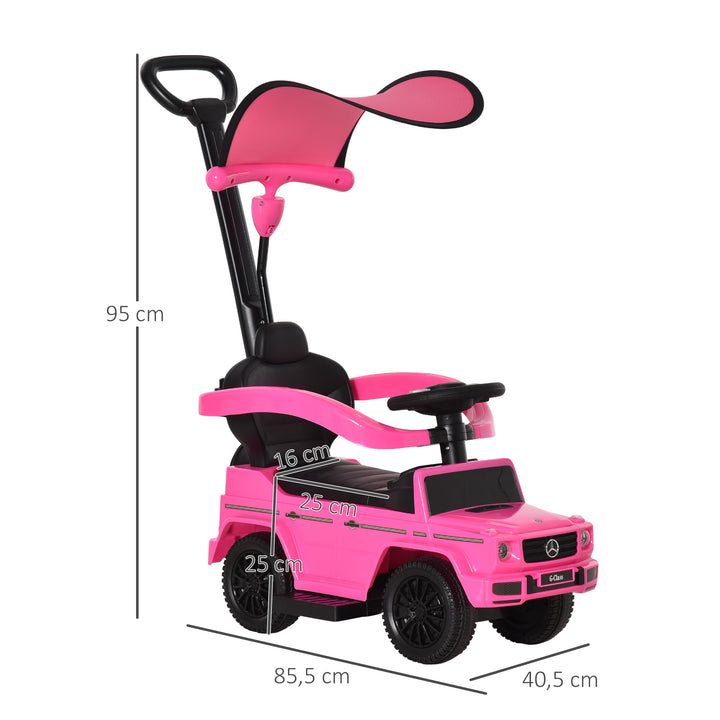 Carro de Passeio Carro Andador para Crianças acima de 12 Meses Mercedes G350 com Buzina Capô Removível Encosto e Suporte de Proteção 85,5x40,5x95 cm Rosa